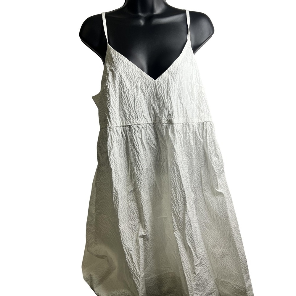 A New Day Dress Womens Large White Crinkle Textured Sleeveless Tank Lined NWT